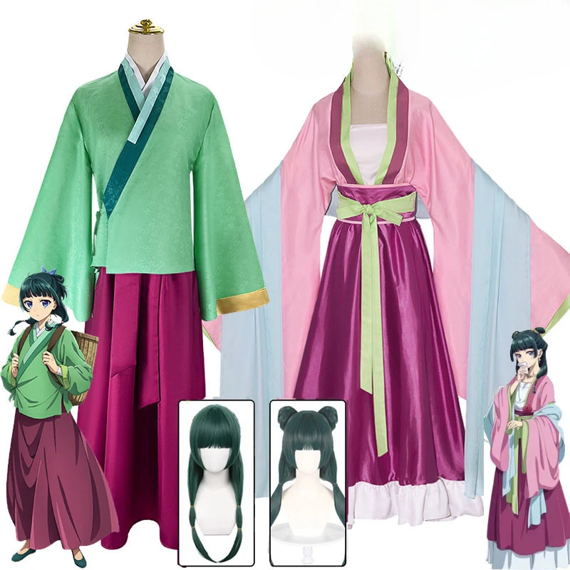 Maomao Cosplay kostým parochňa anime ApotheCary Diaries šaty sukňa zelená kusuriya no hitorigoto halloween pre ženy