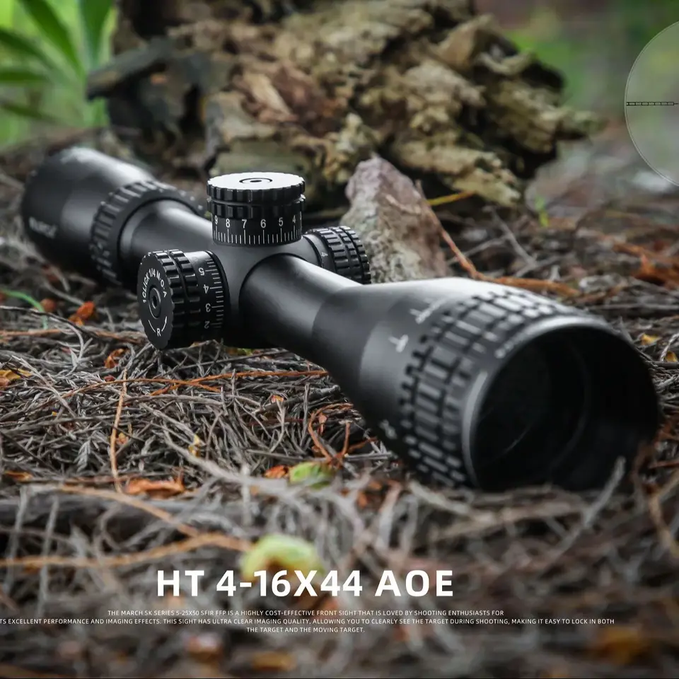 March Optický pohľad HT4-16x44aoe Tactical Riflescope Green Red Illuminated Torre Reset Lock Airsoft Hunting Scopes Puška Ruži