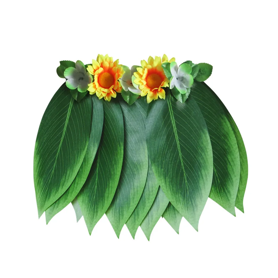 Mardi Gras Hawaiian Artificial Tropical Listy kvetina sukňa Hula boho tanečné sukne večierok pre dospelých Holiday Hawaii Grass sukňa