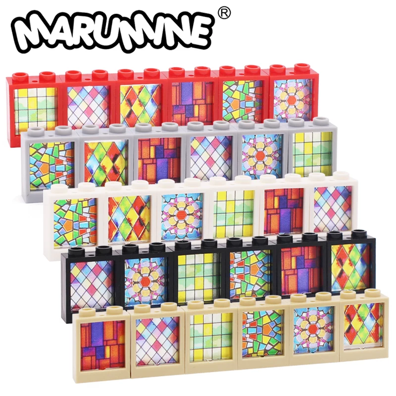 MARUMINE MOC BLOCKS Okno 10ks 1x2x2 Rám a sklo kompatibilné s 60601 60592 Street View House Church Build Bricks diely