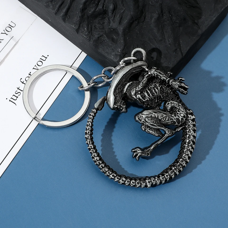Marvel Alien Predator AVP Keychain pre mužov, Alien Xenomorph postava Cosplay Key Rings, Kľúčové doplnky darček