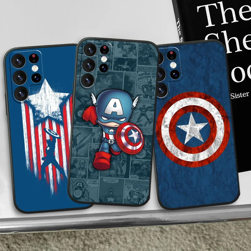 Marvel Captain America Cool pre Samsung S24 S23 S22 S21 S20 Fe S10E S10 S9 Ultra plus plus mäkký silikónový čierny telefón