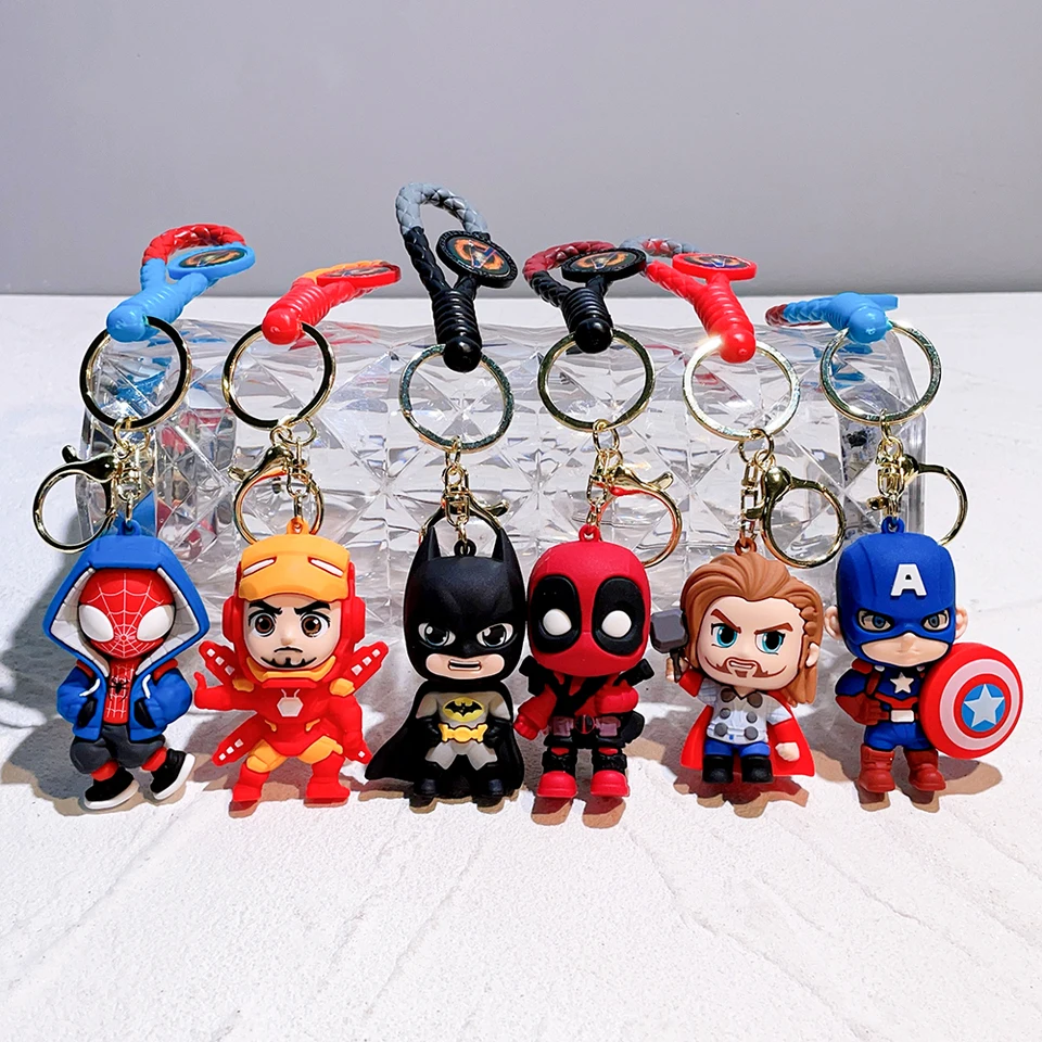 Marvel Cartoon The Avengers Keychain Spiderman Iron Man Captain America Thor Batman Keyring Keys Držiteľ darček pre priateľov