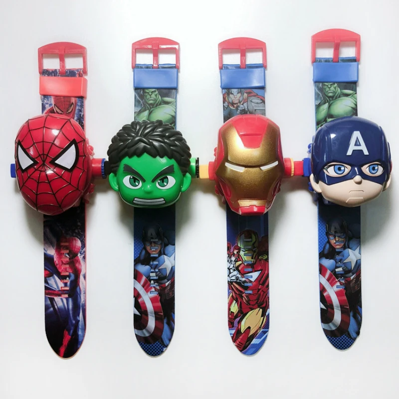 Marvel Comics The Avengers Spider-Man Hulk Iron Man 24 Projekcia hodinky karikatúra Flip Toy Watch