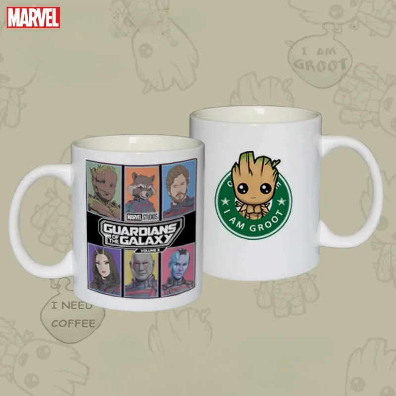 Marvel Guardians of the Galaxy Star-Lord Groot Periférne filmy Kreatívna karikatúra Roztomilý keramický domáci hrnček Office kávu darček
