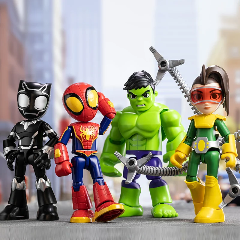Marvel hrdina magická verzia Spider Man Gwen Miles Black Panther Doctor Octopus Hulk Lron Man Model Zhromaždené hračky pre deti darčeky