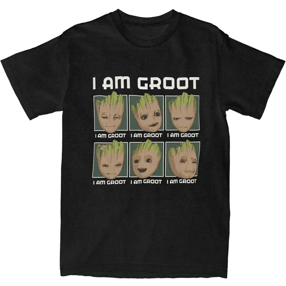 Marvel I Am Groot Guardians of the Galaxy Moods of Groot Tričko Pánske vinobranie bavlnené tričká letné o-neck módne tričko tričko