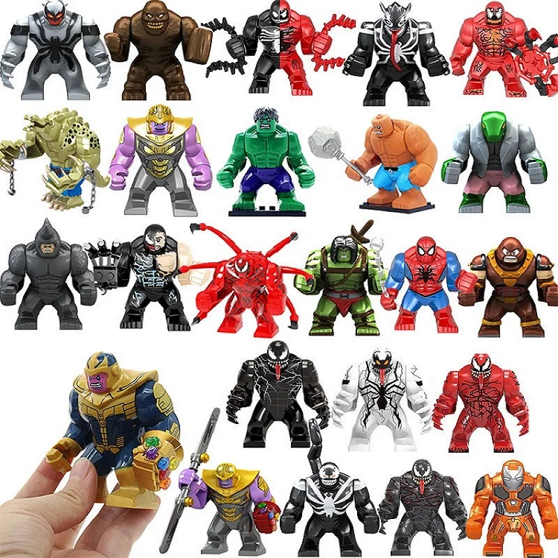 Marvel legendárny superhrdina Hulk Slayer Spider Man Masaker Venom Iron Man Build Block Block Zhromaždenie hračky Detský darček pre domácich majstrov