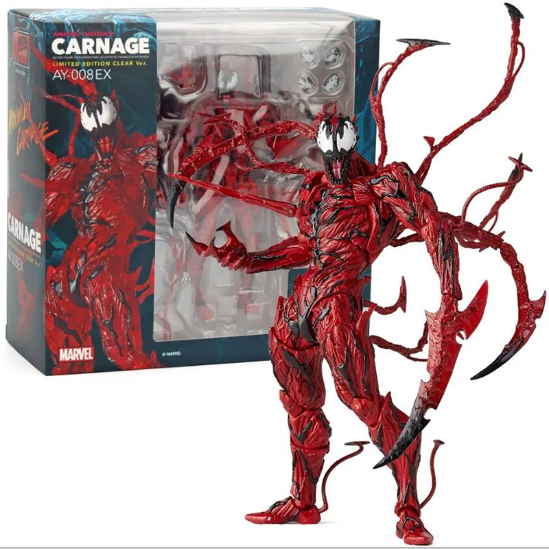 Marvel RevolTech Yamaguchi Carnage Action Figure RevolTech Series No008 Carnage Venom Deadpool figúrka zbera
