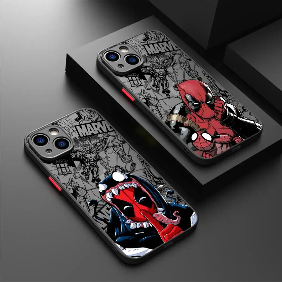 Marvel Spider Man Deadpool telefónny puzdro pre Apple iPhone 16 11 13 15 12 14 Pro Max 7 xr x xs 13 12 Mini 14 16 Plus 8 SE Cover