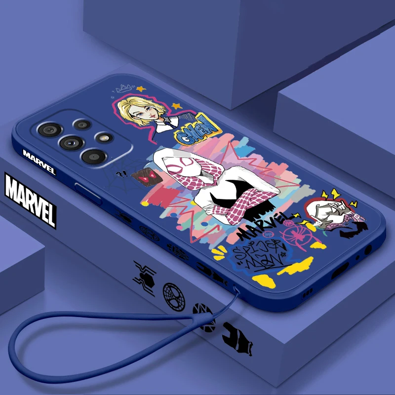 Marvel Spider Man Gwen Liquid ľavé lano pre Samsung A53 A52 A55 A32 A51 A71 A21S A13 A73 A55 A72 A23 A35 A05 5G Soft