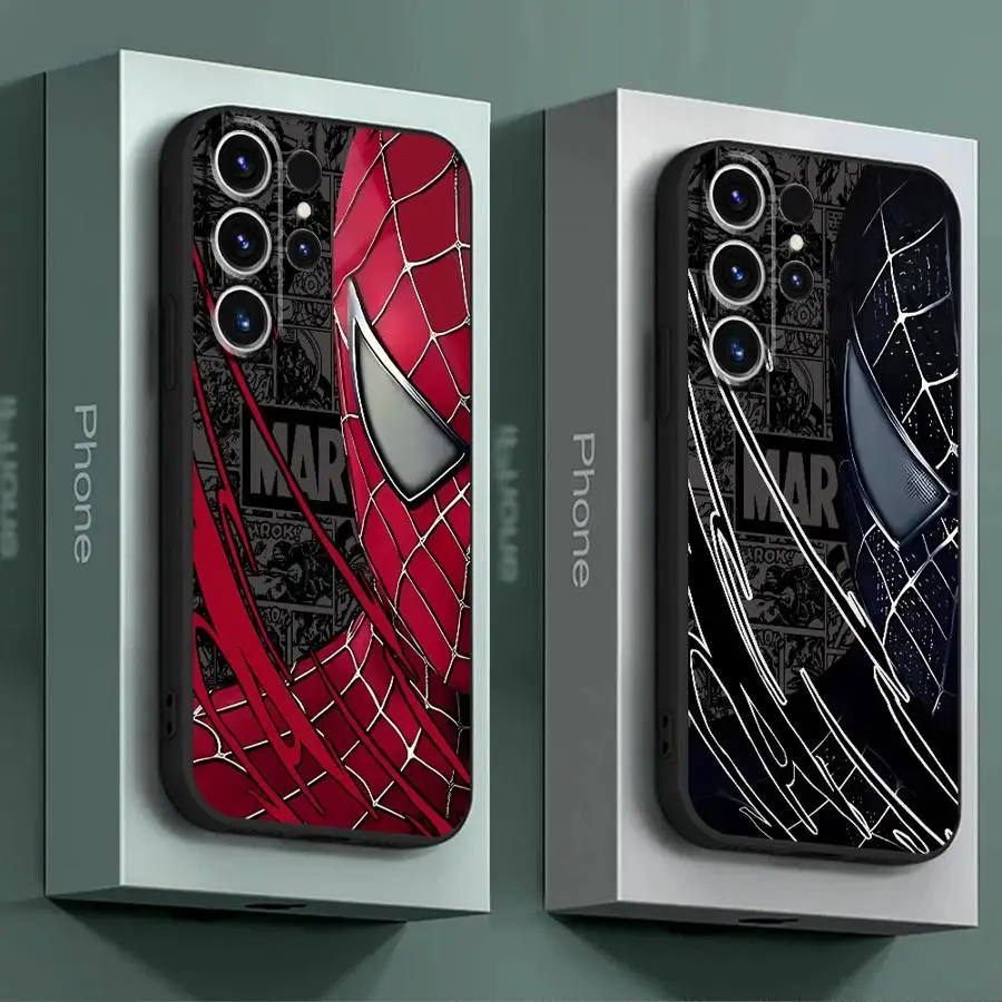 Marvel Spider Man Half Face Cool Telefón Puzdro pre Samsung Galaxy S24 Ultra S22 Plus S21 5G S21 Fe S20 S23 Ultra S20 Čierna obálka
