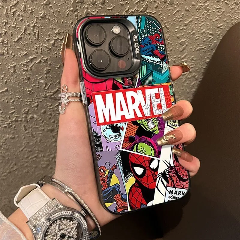 Marvel Spider Man Vysoko kvalitný puzdro pre telefón pre iPhone 16 15 14 13 12 11 Pro Max x xr xsmax 8 7 plus candy matný nárazový vodný kryt