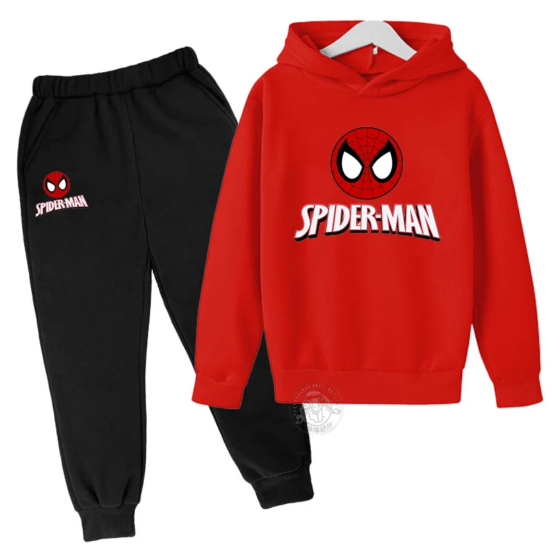 Marvel Spiderman Children Boys s kapucňou Avengers jesenné mikiny pre deti pre deti Tops Tops Teen Boys Hoodie Set