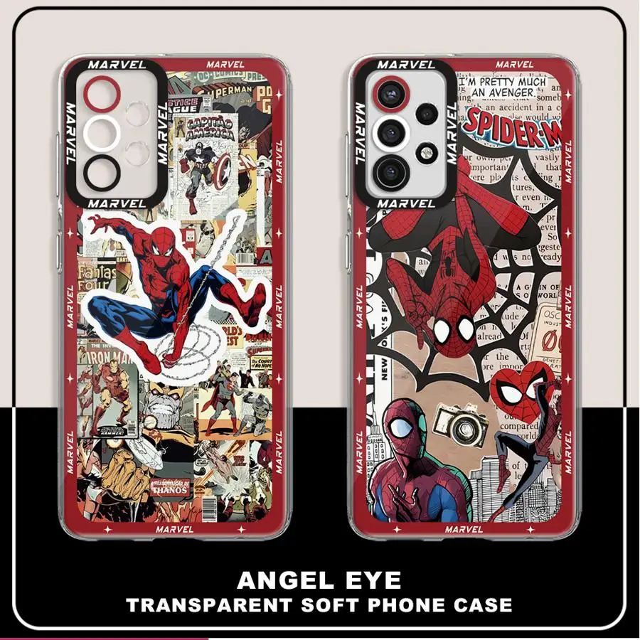 Marvel Spiderman Telefón pre puzdro pre Samsung Galaxy A14 A13 A15 A23 4G A34 A33 A53 A25 A24 A54 A73 A35 A55 5G Soft Cover Cover