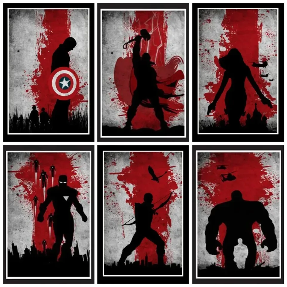 Marvel superhrdina anime plagát kapitán Amerika Iron Man Minimalistické plátno maľby