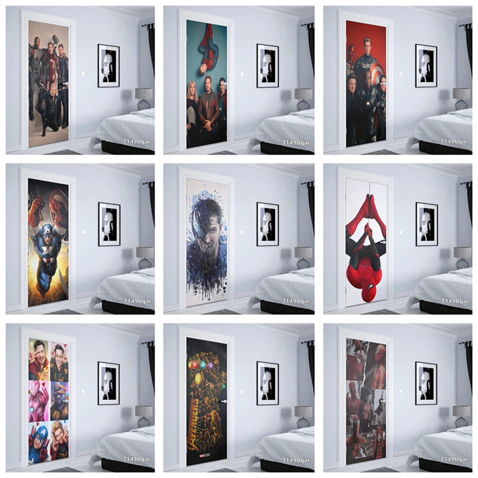Marvel superhrdina Avengers Watercolor Iron Man Captain America Domáca dekorácia nástenné umenia Art Dvere Stickers Nursery Quality Detská izba