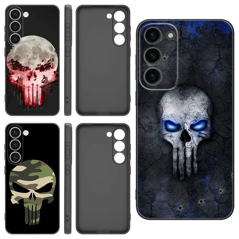 Marvel superhrdina Punisher čierny silikónový puzdro pre Samsung Galaxy S20 S21 S23 S24 Fe S22 Ultra S8 S9 S10 plus