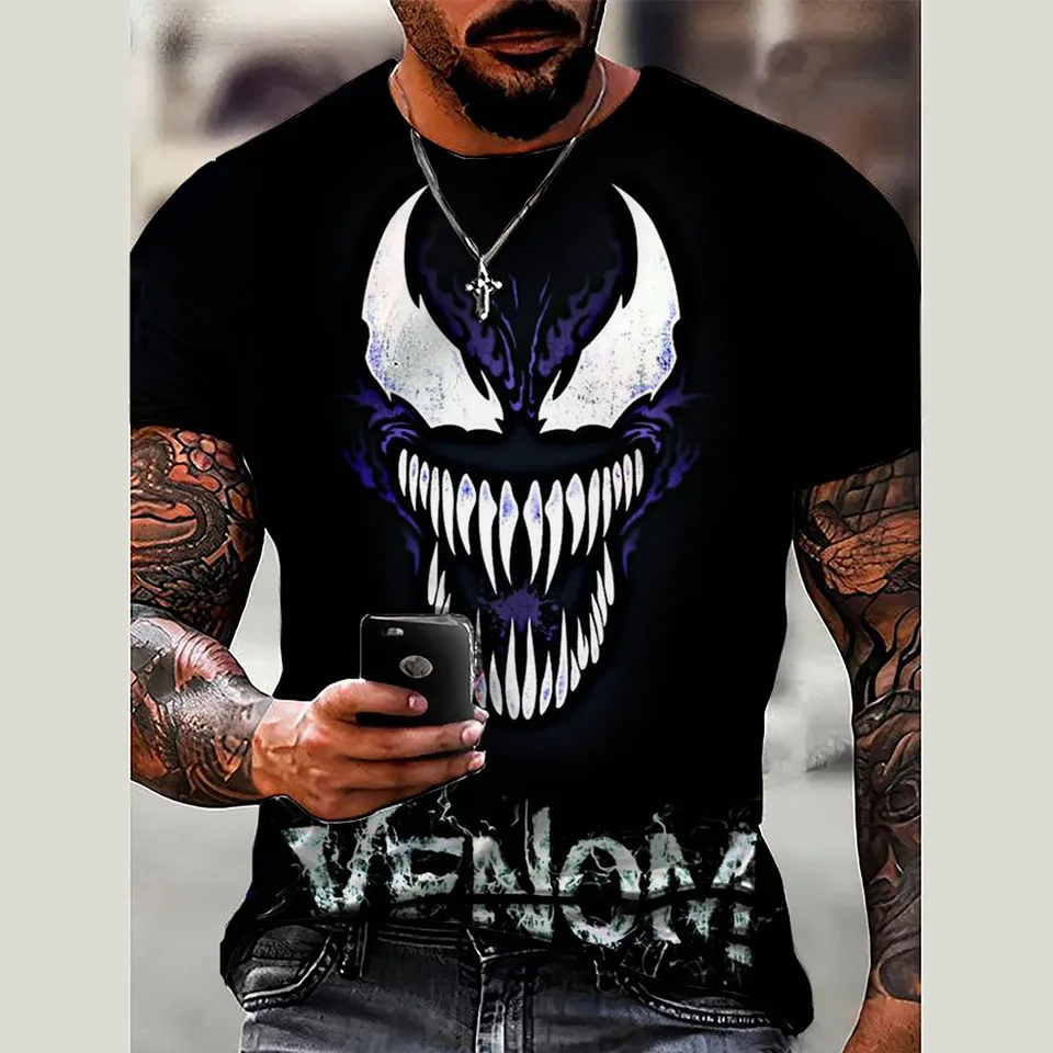Marvel Venom Grafické tričko Men letné karikatúry Tops Tops Tees Male Casttle Stylish s krátkym rukávom oblečenie módny trend streetwear
