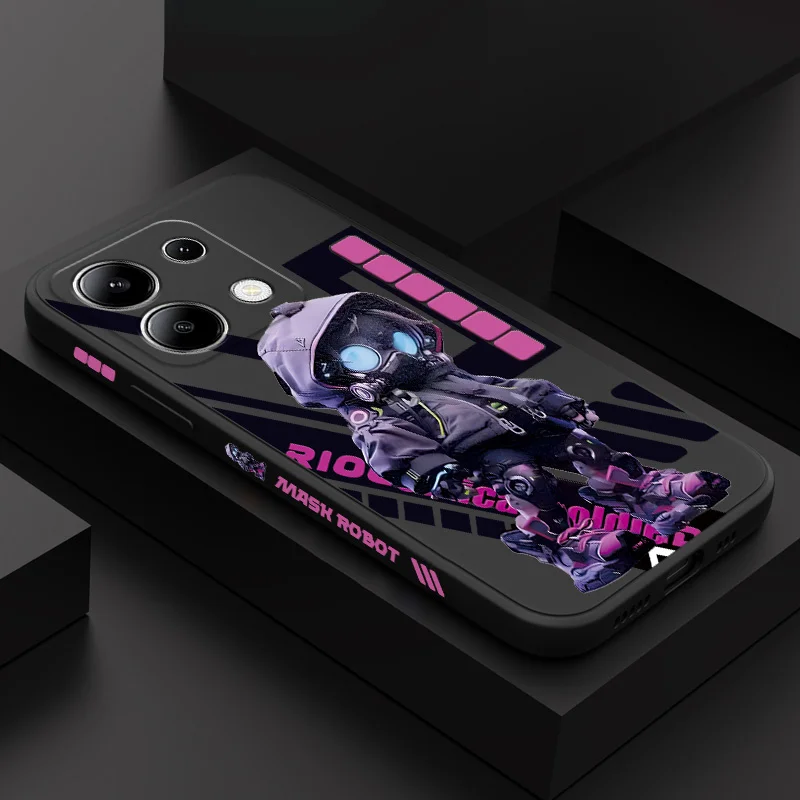 Mask robotického telefónu pre puzdro pre Xiaomi Redmi Poznámka 13 12 12S 11S 10 10S 9S Pro Plus 4G 5G kvapalný silikónový kryt