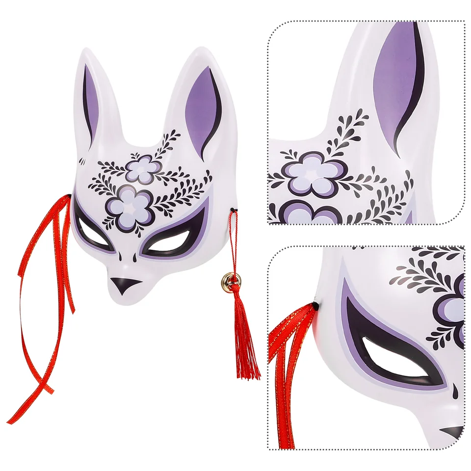 Maska z líšky s polovičnou tvárou japonská maškarná maska ​​oblečte mačku zvierací maska ​​cosplay maska ​​masku kimono tvárový kryt karneval