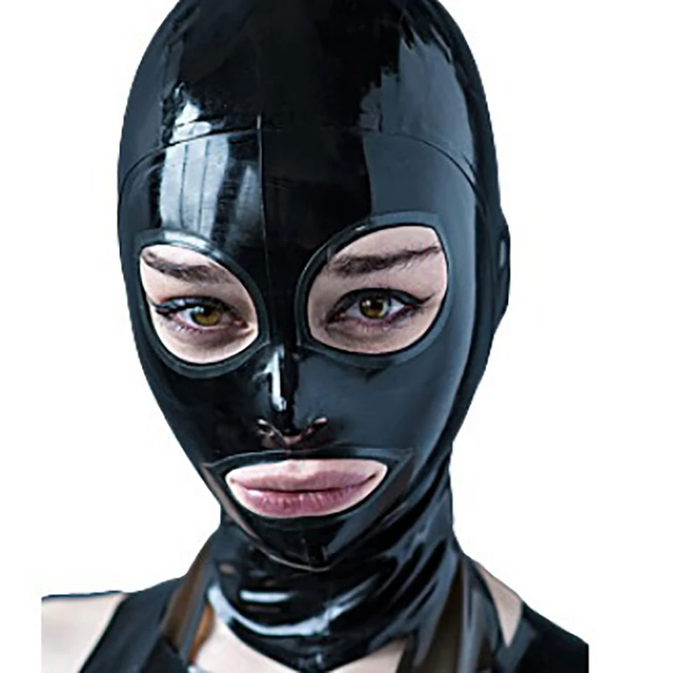 Maska z čiernej kapucne Halloween plná tvárová maska ​​jazdecká maska ​​Latex Full Head Mask