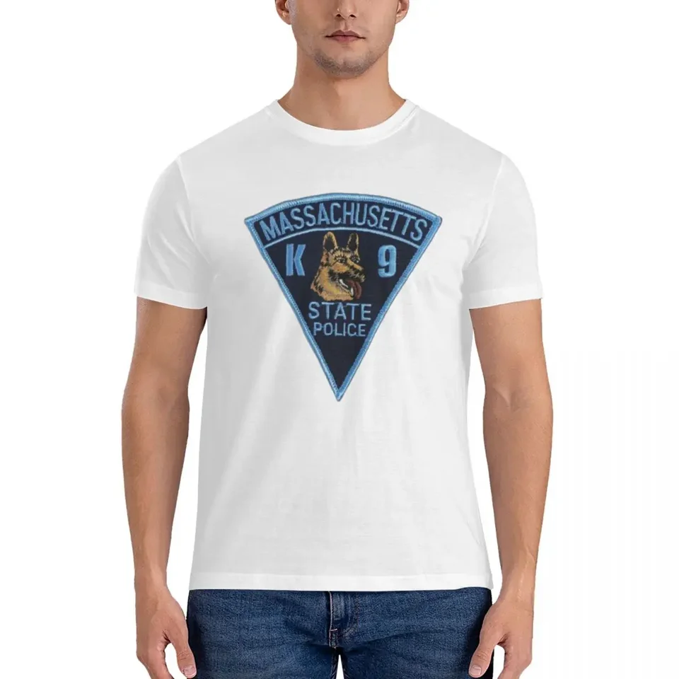 Massachusetts Štátna polícia psí psí nemecký pastier Tričko Muži z bavlny Tričká Pánske s krátkym rukávom Krsy topy posádky S-6XL
