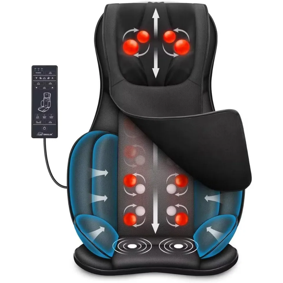 Massager sedadla, podložka na masážne stoličky s plným telom s kompresiou, prenosné sedadlo shiatsu, krk a zadný masáž s teplom