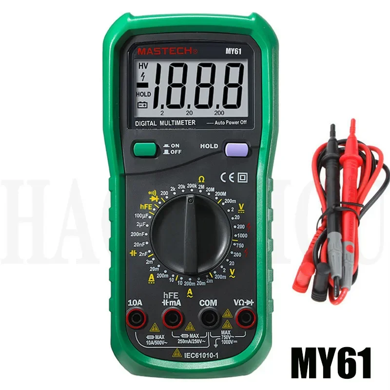 Mastech My61 AC/DC Professional Electric Electric Handheld Tester Meter Digital Multimeter Voltmeter OHM Elektrický tester