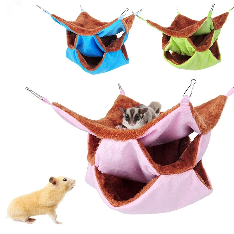 Mastná farba zimná domáca hojdacia hojdačka dvojvrstvová hustá plyšová škrečok Hammock Činchilla morčatá prasa fretka Spaľba škrečka klietka