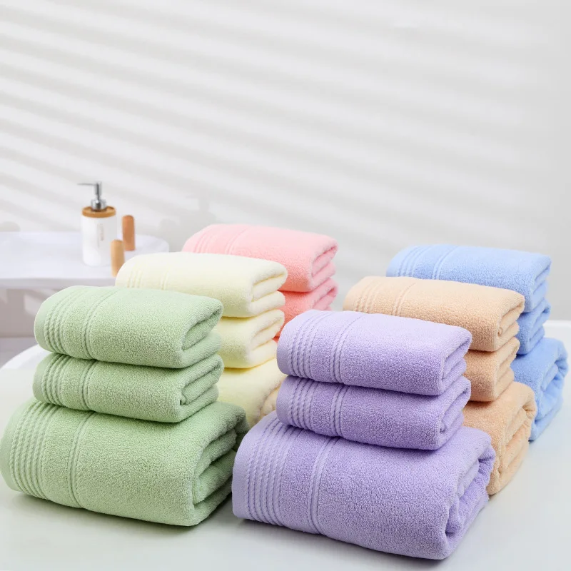 Mastná farebná uterák set 3ks set kúpeľňa uterák na uterák Mäkké ružové modré zelené fialové žlté veľké uteráky pre domácu kúpeľňu hotel