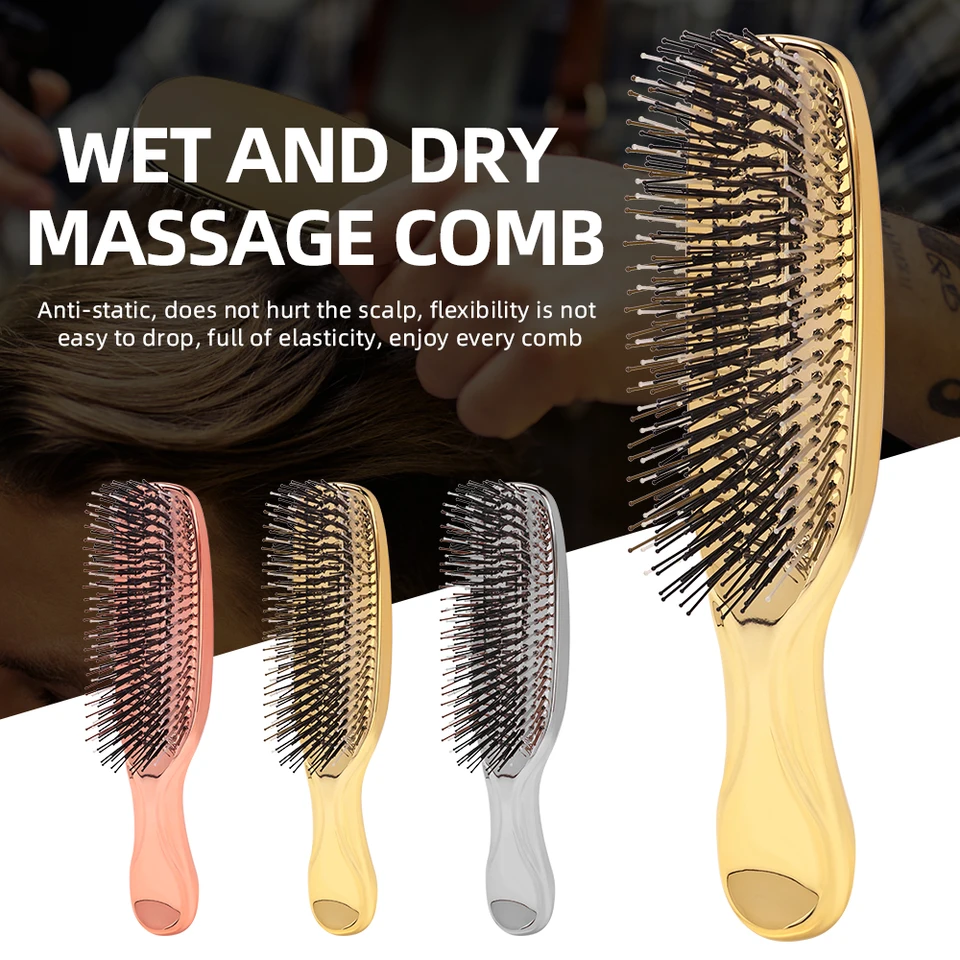 Masážová pokožka hlavy UPSCALE COMB Fine Air Cushion hrebeň s elektroplatovaným remeselným mokrým a suchým hrebeňom s čistiacim prostriedkom Luxusného štýlu Nástroje