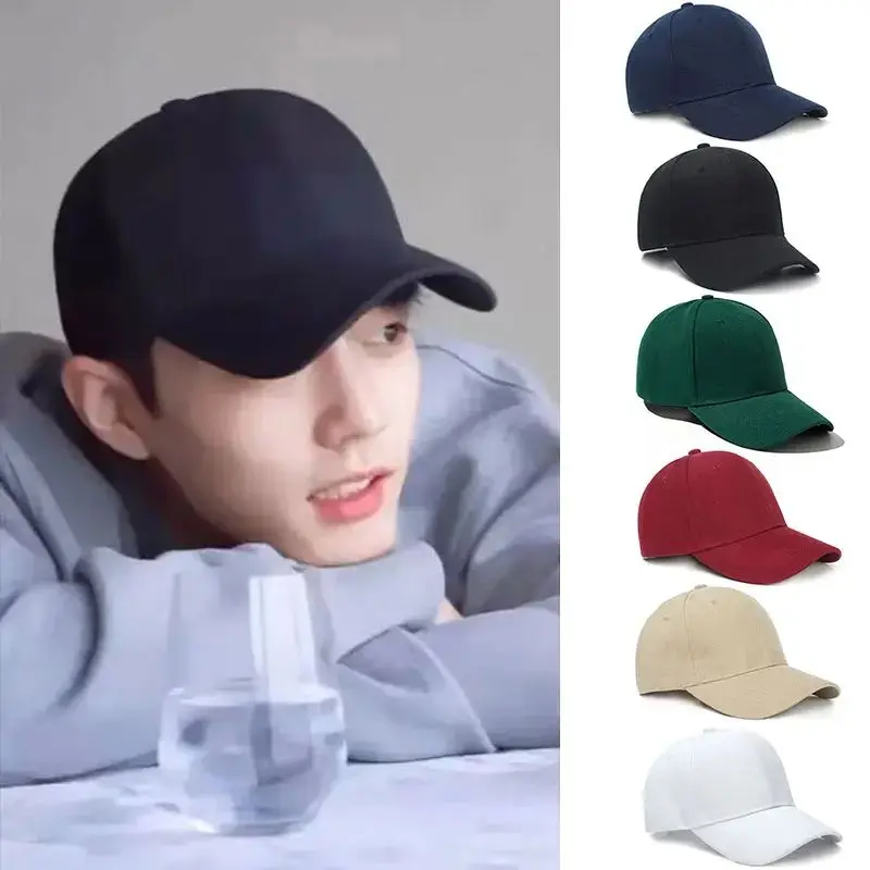 Masívna farebná klobúk ženská tvár Malé jarné a letné čierne neformálne a všestranné baseballové čiapky Sunshade Sunshade Sunscreen Cap Man