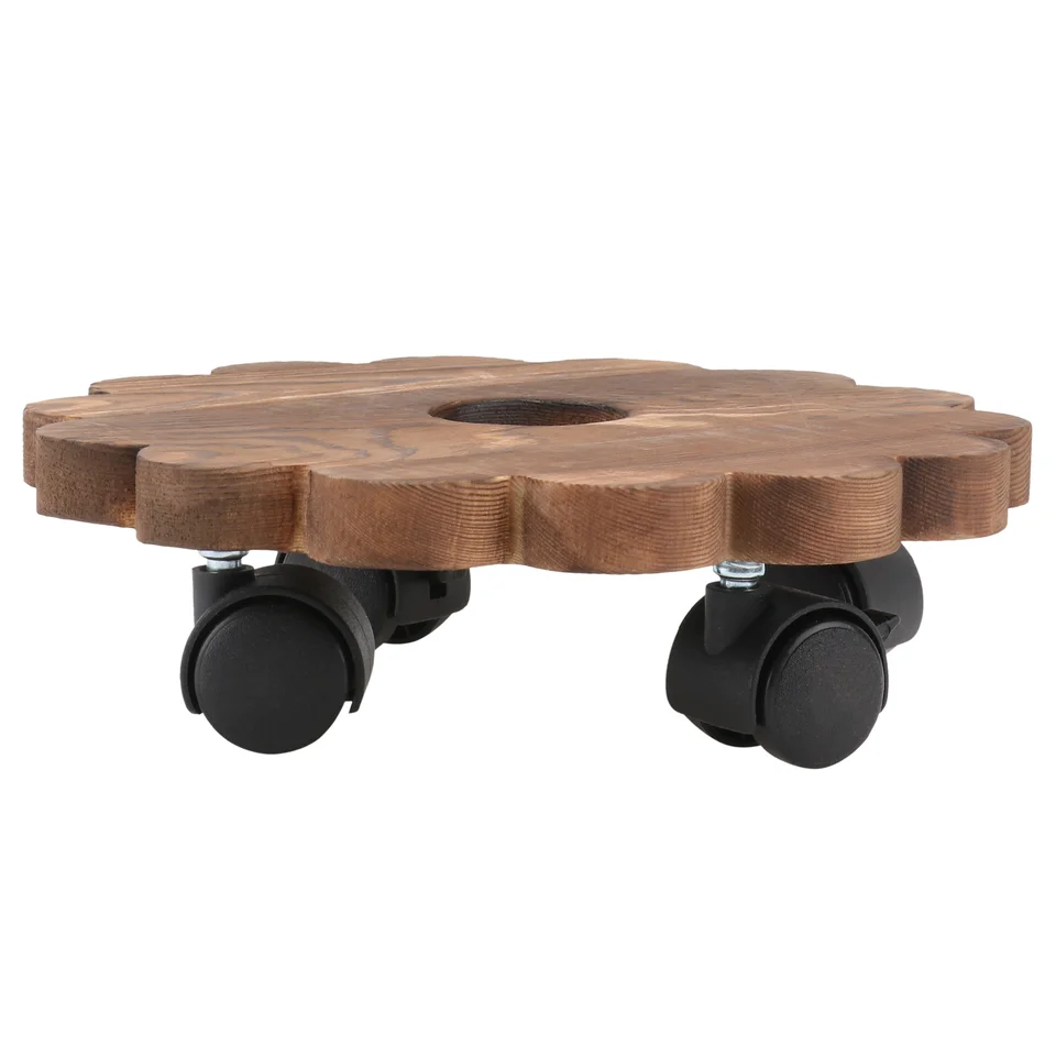 Masívne drevené kvetináče stojan s kolesami na kvetinovom hrnci valček Round Bonsai držiak na kvetináče kvetináča základne drevené