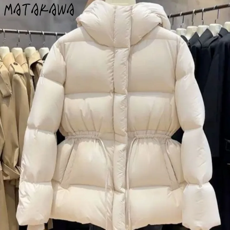 Matakawa jesenné zimné bundy Ženy Hrubé teplé kórejské móda sladké solídne štíhle kabáty vintage elegantné Chaqueta Mujer