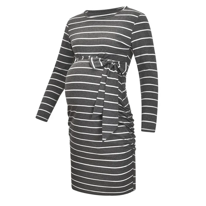 Materské šaty letné pruhované obväzy rukávy Príležitostné ošetrovateľské šaty Elegantné detské sprchy Tehotné dámske oblečenie Vestidos