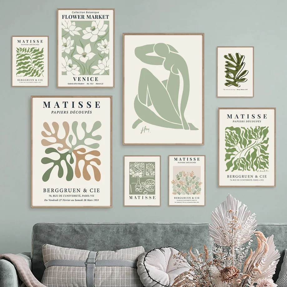 Matisse Green Leaf Flower Moderný minimalizmus Abstraktné ženy plagáty nástenné umenie maľba pre obývaciu izbu Domovod