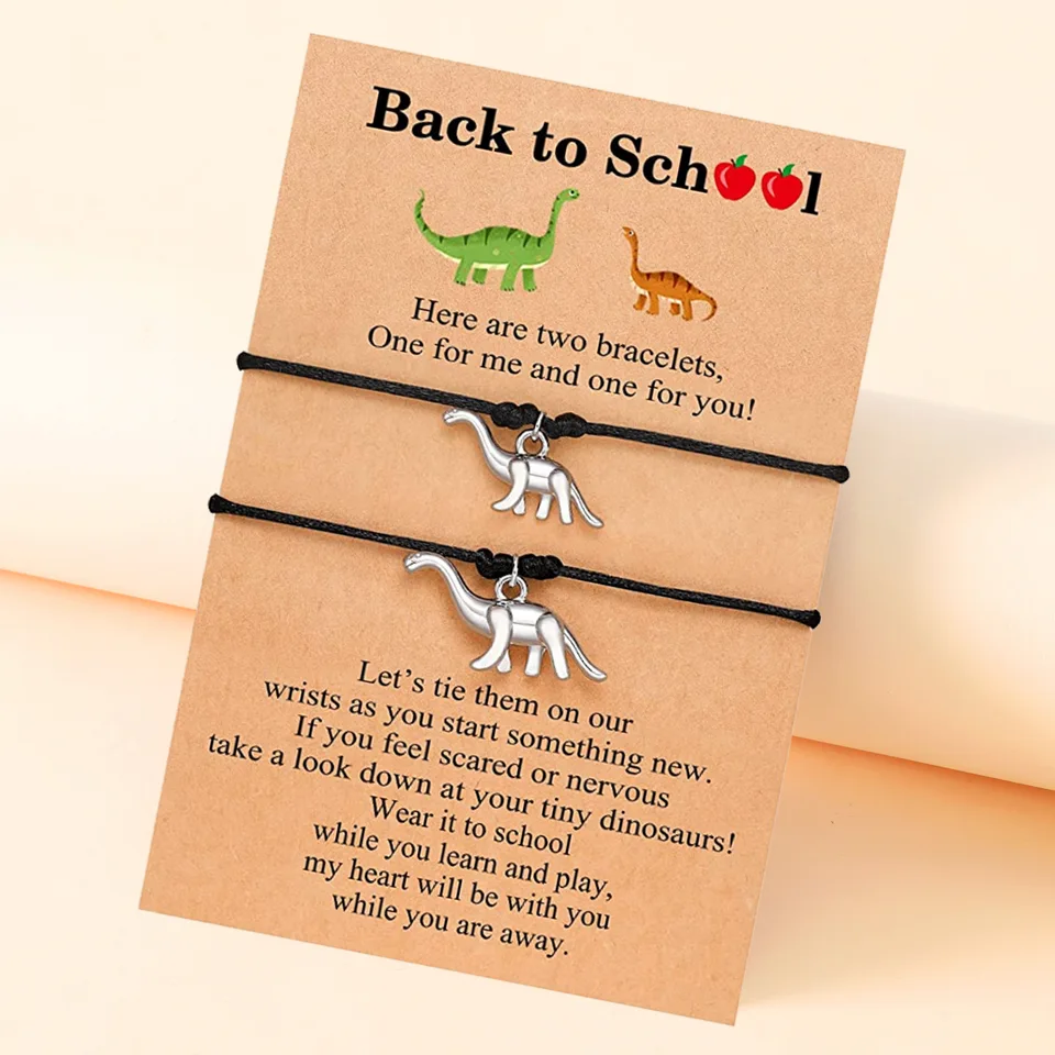 Matka syn späť do školy náramok Mommy a ja dinosaurus Prvý deň v školskom náramku mama darček pre synových chlapcov