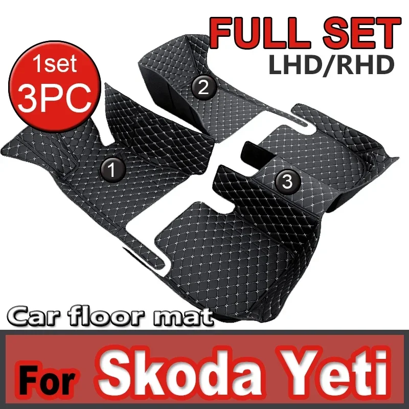 Matky automobilov pre skod Yeti 5L 2010 ~ 2017 Kožená podlahová podlahová podlahová podlahová podlahová koberce Koberce Anti Dirt Pad Auta