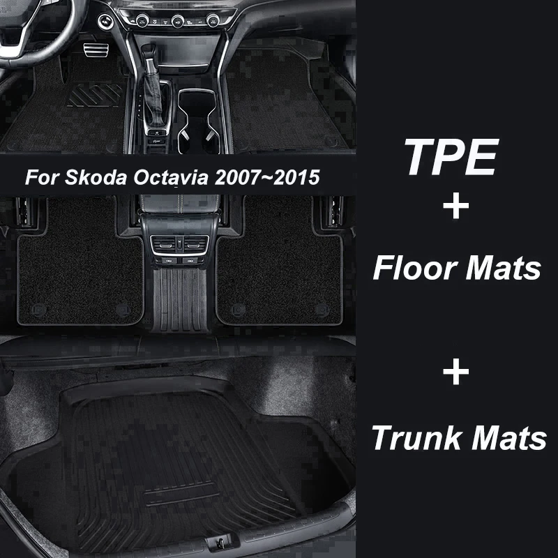 Matky na mieru automobilu pre SkoDa Octavia 2007 2008 2009 2010 Vodotesné podlahové podlahové rohože koberce Doplnky Interiér Výmena dielov
