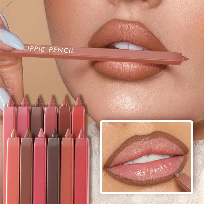 Matné zamatové červené nahé lipliner Lipsticks Pen 12 Farby Prírodný obrysový odtieň PEP CENTUR CENTURE DLHODOBÍ NEVYKOĽKO KOSMETICS