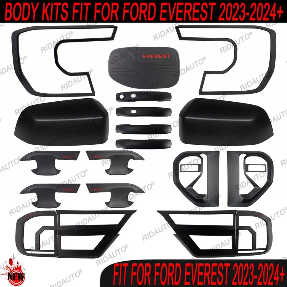 Matné čierne skrytie tela Decorácie obrusové obklopuje okolie pre 2023 2024 Ford Everest Ambiente Trend Sport Platinum Wildtrak