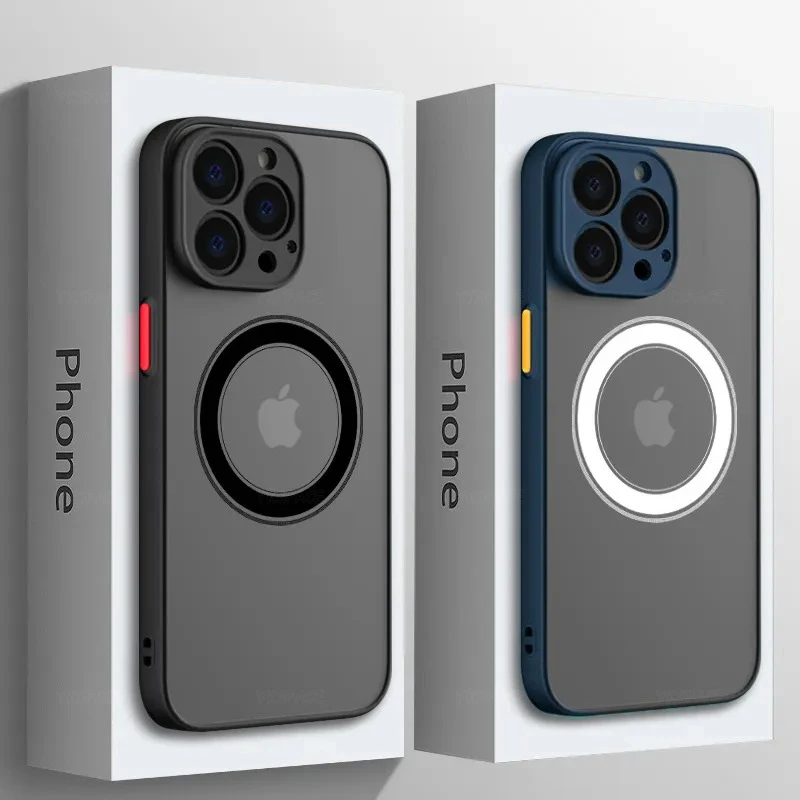 Matný magnetický telefón pre iPhone 16 15 14 13 12 12 Mini 11 Pro xs Max x xr Magsafe Wireless Shock odolný voči tvrdému krytu PC