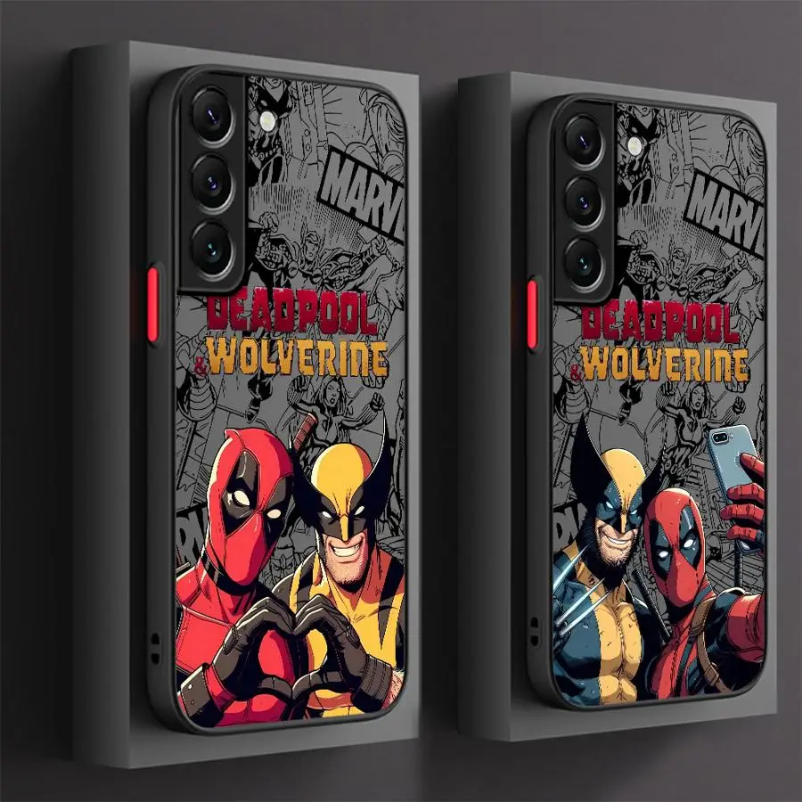Matný prípad pre Samsung Galaxy S24 S23 S22 Ultra S20 S21 Fe S10 Plus poznámka 20 10 Lite 9 Funda Phone Cover Cartoon Marvel Deadpool