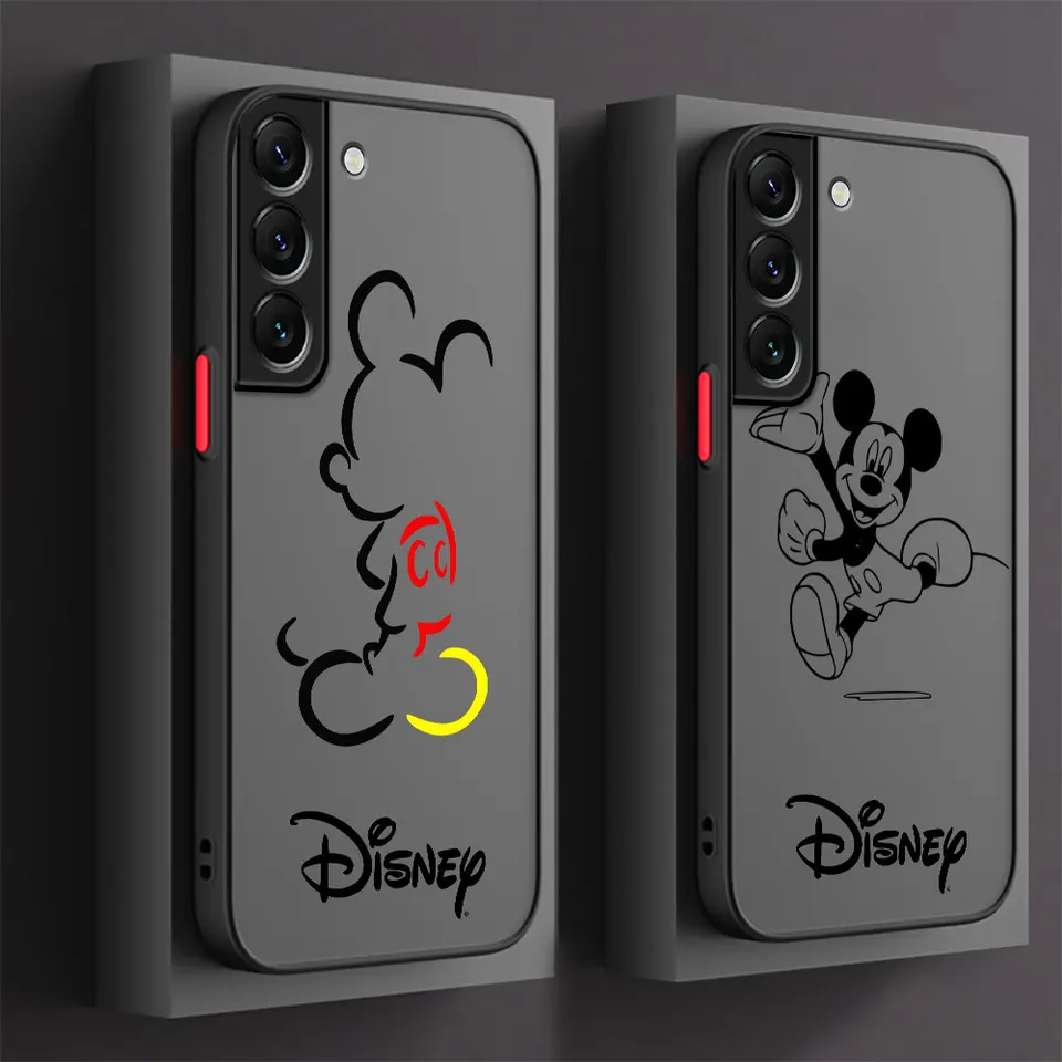 Matný puzdro pre Samsung Galaxy S23 Ultra S22 Plus S20 S21 Fe S10 Poznámka 20 10 Lite S10E S9 9 8 TELEFÓN PLATBE Disney Mickey Mouse