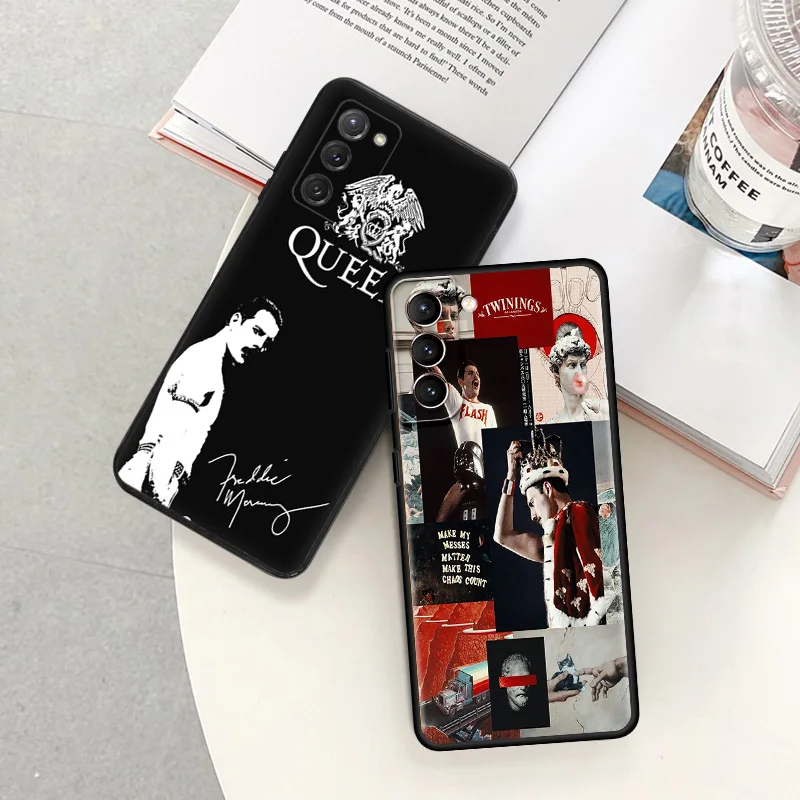 Matný telefónny prípad pre Samsung S24 Ultra S23 Fe S22 S21 S20 S10 S9 Plus note20 Queen Band Freddie Mercury Black prípady fonda shell