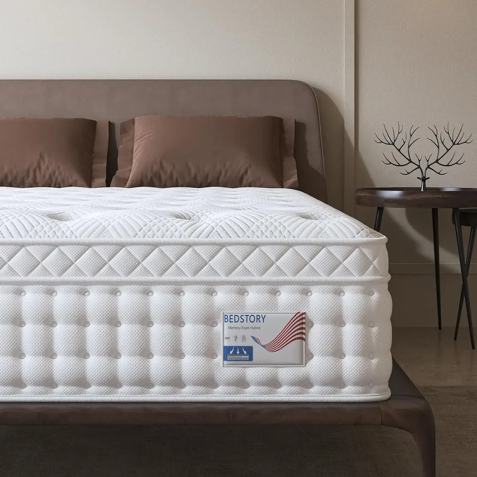 Matrac kráľa 14 palcov hlboký spánkový matrac Extra Lumbbar Support Memory Foam Hybrid matrac zo sklo vlákien bez vrecka Spring