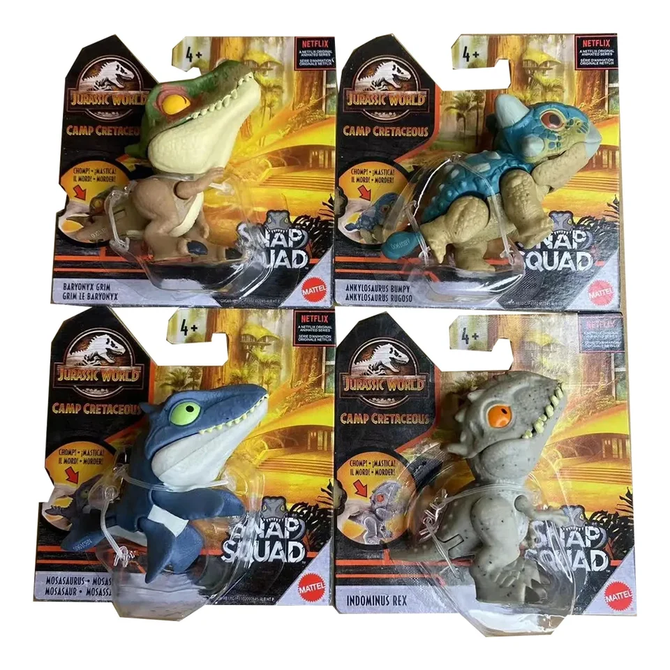 Mattel Jurassic World Snap Squad Velociraptor Indominus rex Mosasaurus Carnotaurus Toro T-Rex Mini dinosaurus figúrky deti hračky