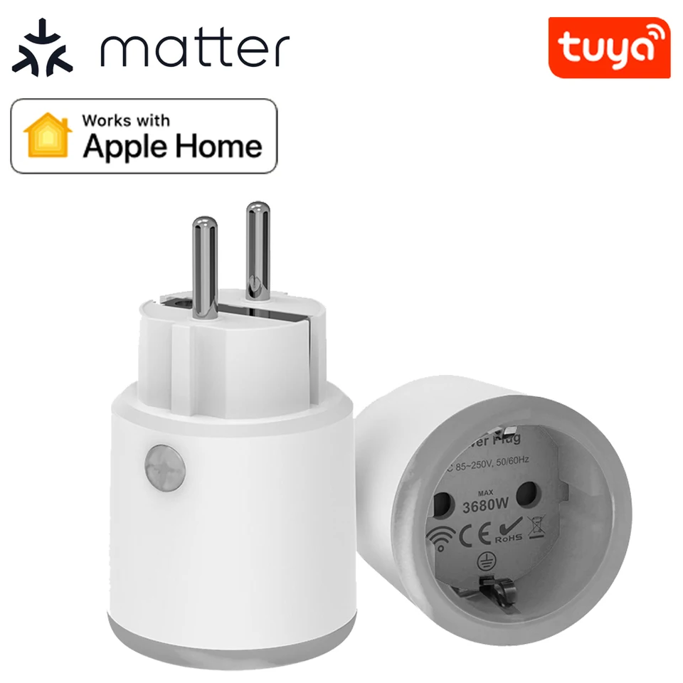 Matter Smart Power Plug WiFi 16A Power Meter Diaľkové ovládanie EÚ Eu Pracuje s Tuya Homekit Echo Alexa Google Home SmartLife