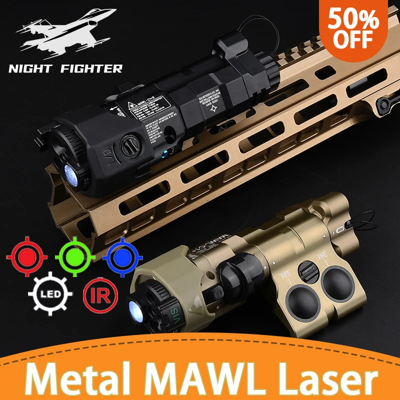 Mawl-c1 taktický nový modernizovaný Airsoft All Metal CNC LED mawl zameraná na červeno zelenú modrú IR osvetlenie Dual Function Switch laser